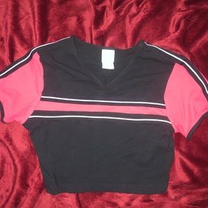 PINK AND NAVY CROP TOP